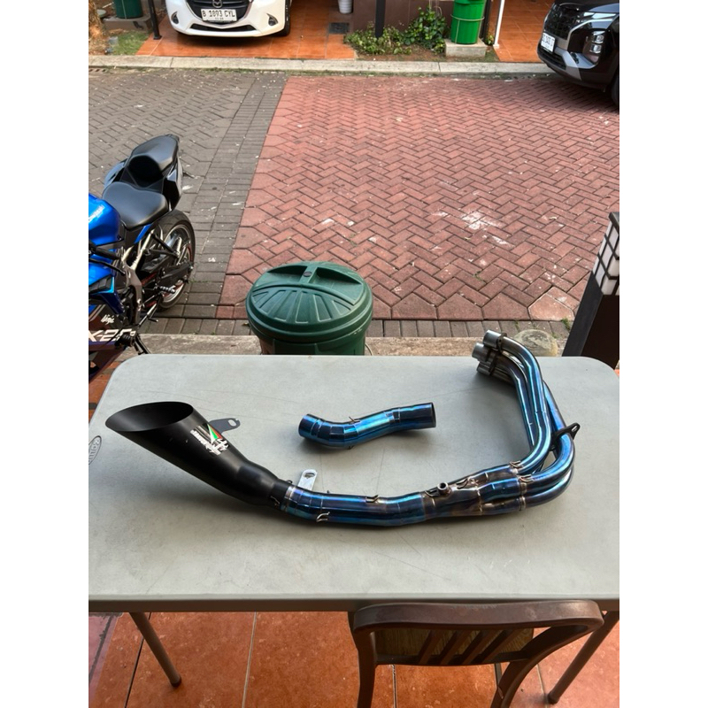 knalpot yakuza zx25r fullsystem header blue