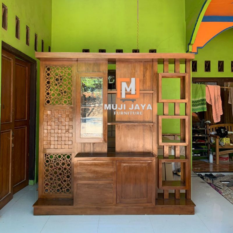 Penyekat ruangan minimalis kayu jati