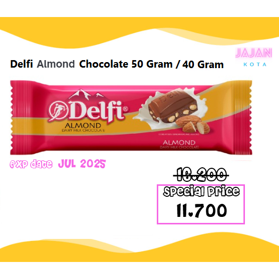 

Delfi Almond Chocolate 50 Gram / 40 Gram