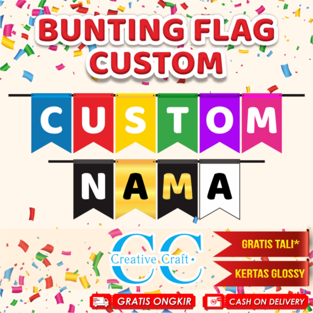 BUNTING FLAG CUSTOM / TULISAN HAPPY BIRTHDAY CUSTOM / TULISAN HBD / GANTUNGAN CUSTOM