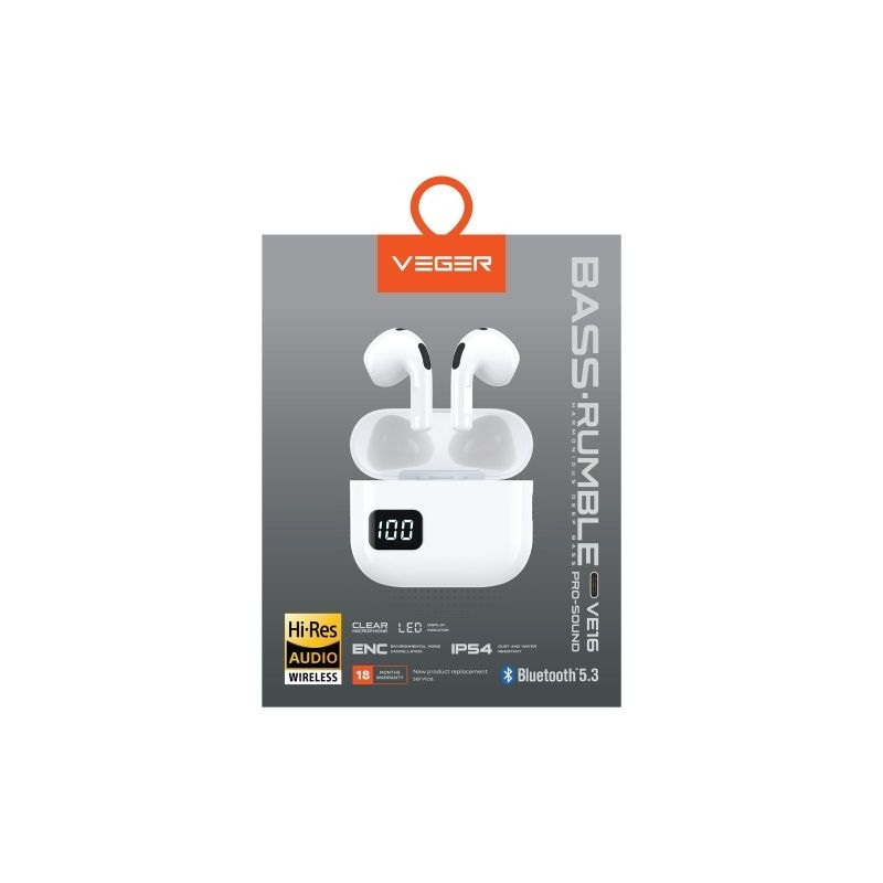 VEGER VE-16 TWS / WIRELESS EARPHONE BLUETOOTH 5.3 VEGER VE-16 TWS