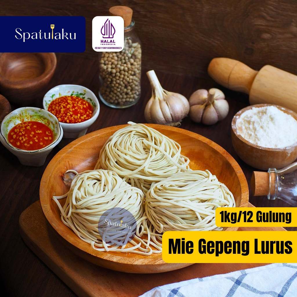 

Mie Gepeng Lurus / Mie Mentah Lurus Gepeng / 1 kg / Tanpa Pengawet