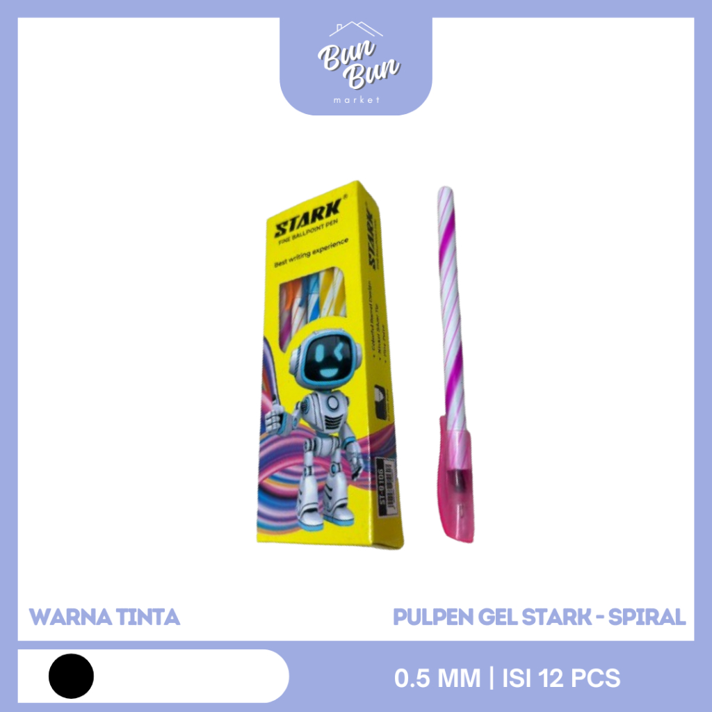 

BOX 12 PCS / Pulpen Spiral Warna Warni Stark 0.5 MM Gel Ballpoint Isi 12 Semarang Instan