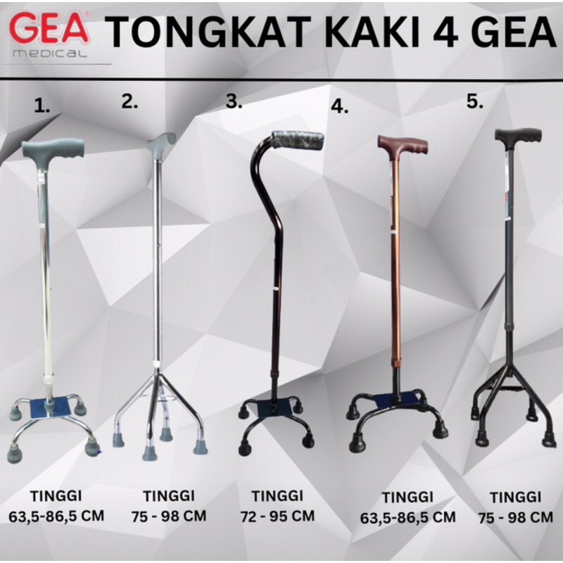 TONGKAT KAKI 4 GEA ORIGINAL / ALAT BANTU JALAN LANSIA MERK GEA / TONGKAT JALAN LANSIA MANULA KAKI 4 