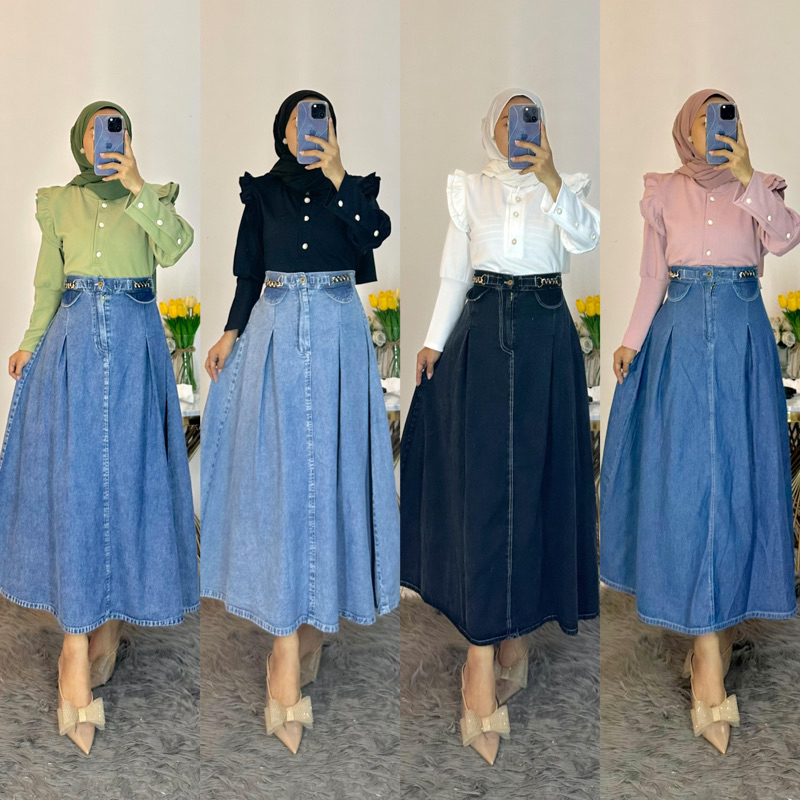 Odelia - Lala Set / Oneset knit / Oneset wanita premium / One set rok plisket premium /Oeset jeans