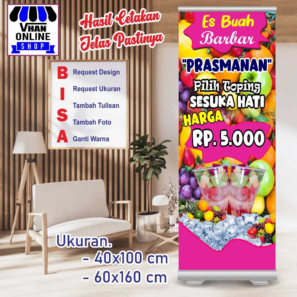 Spanduk Banner MMT Es Buah Segar atau Es buah Prasmanan