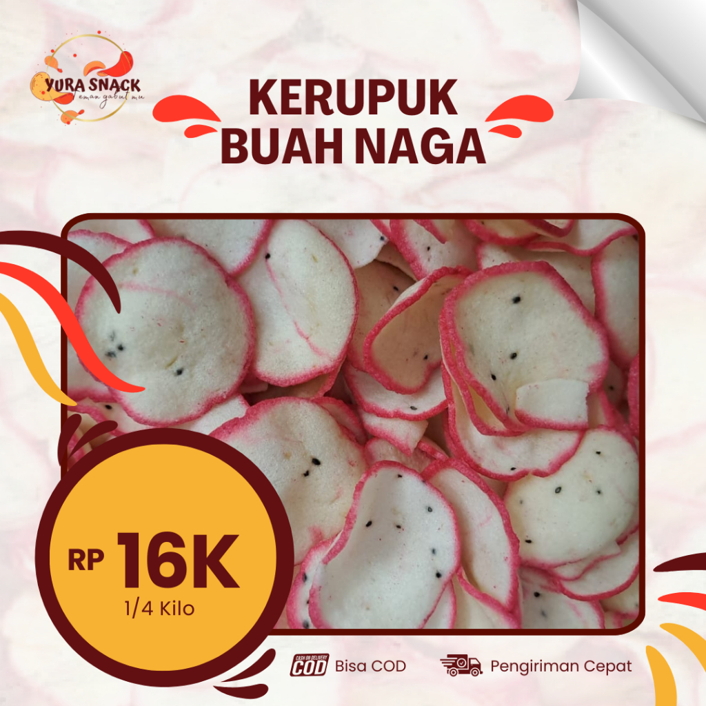 

Kerupuk Buah Naga Super Renyah kemasan 250gr 500gr 1000gr