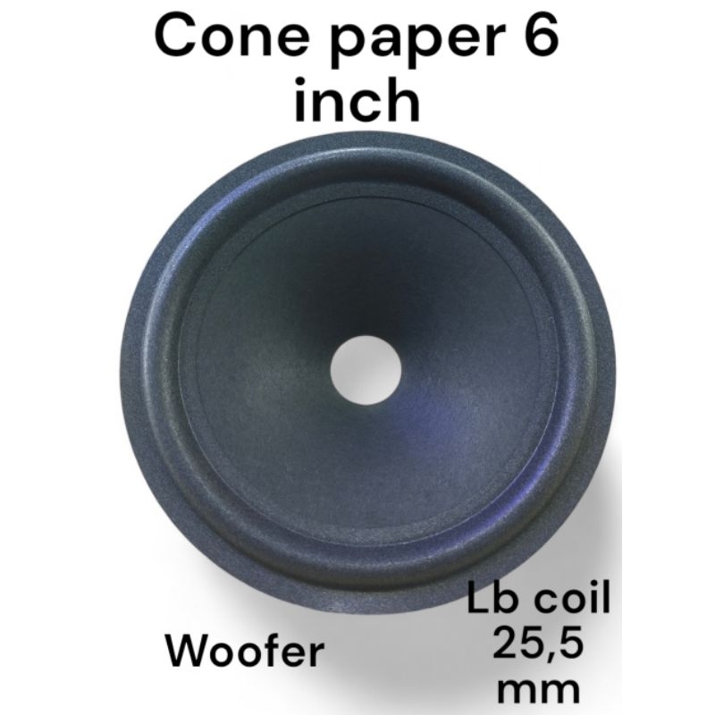 daun konus cone paper 6 inch membran speaker woofer wofer diameter lubang coil 25,5 mm