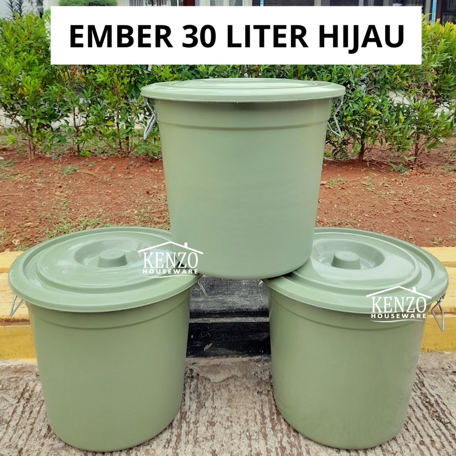 Ember 30 Liter + Tutup Ember Air Plastik Gentong Bak Air Mandi Tong Plastik Awet