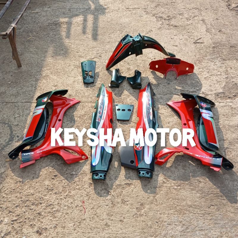 BODY HALUS YAMAHA FIZR FIR Z CALTEX HIJAU MERAH SET STRIPING HOLOGRAM