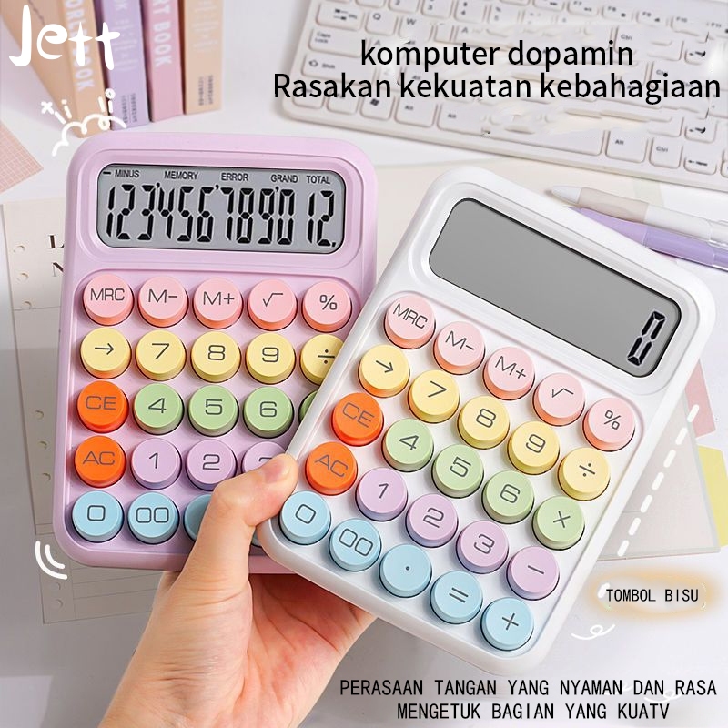 

Korea Dopamin Kalkulator Warna 12 digit Display Besar Keyboard Dot Mekanik Tombol Besar-Jett