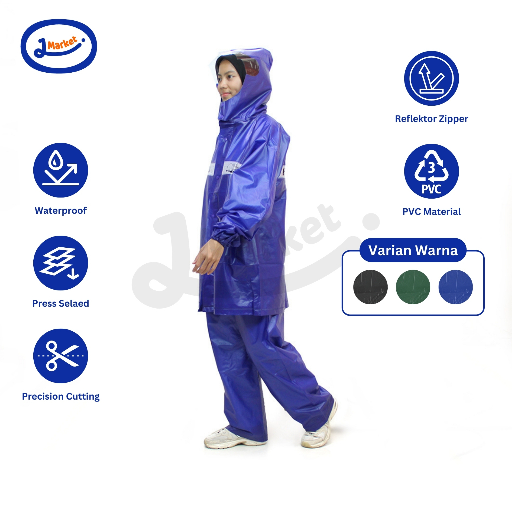 Jansen JS-929 Jas Hujan Impor PVC Karet Jumbo - Setelan Jaket Celana Import Pria Wanita Dewasa - Bah