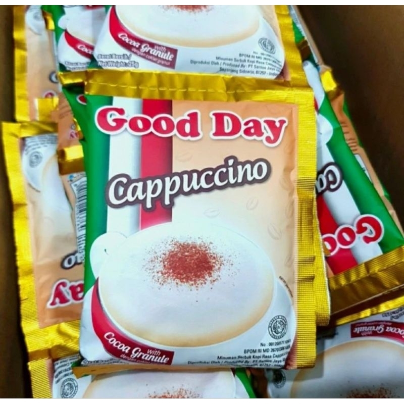 

Good Day Cappucino 1 Dus isi 12 Renteng / 1 Renteng = 10 pcs