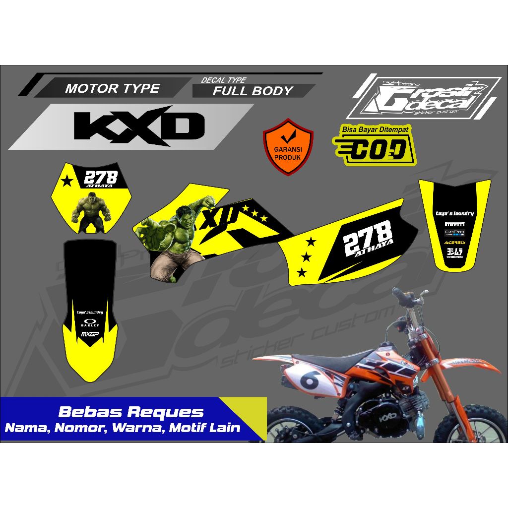 Sticker Striping Mini Trail KXD 50cc Full Body Free Custom