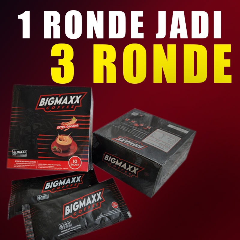 

ECER 3 SACHET - BIGMAXX COFFE - Minuman Kopi Pria JANTAN - Stamina Makin Joss - 3 RONDE GASS - BPOM