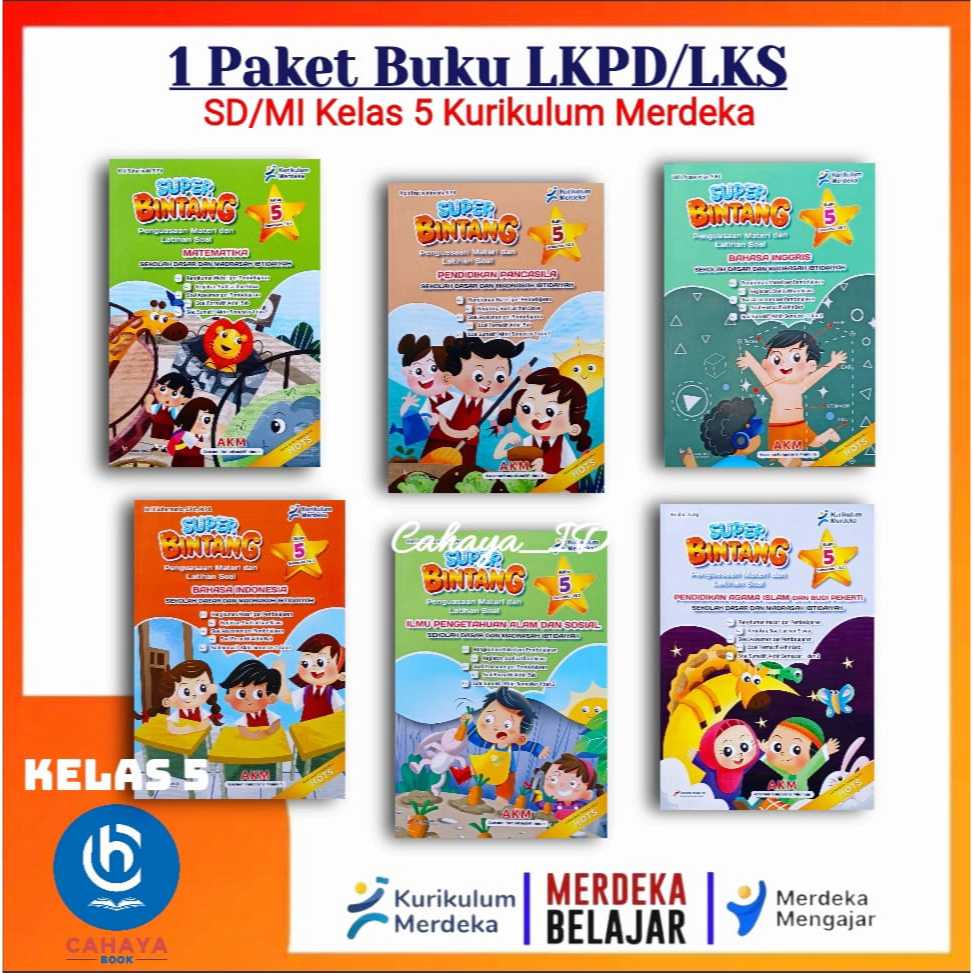 Super Bintang Paket Isi 6 Buku Lengkap Buku LKPD/LKS Kelas 5 SD/MI Kurikulum Merdeka + Kunci Jawaban