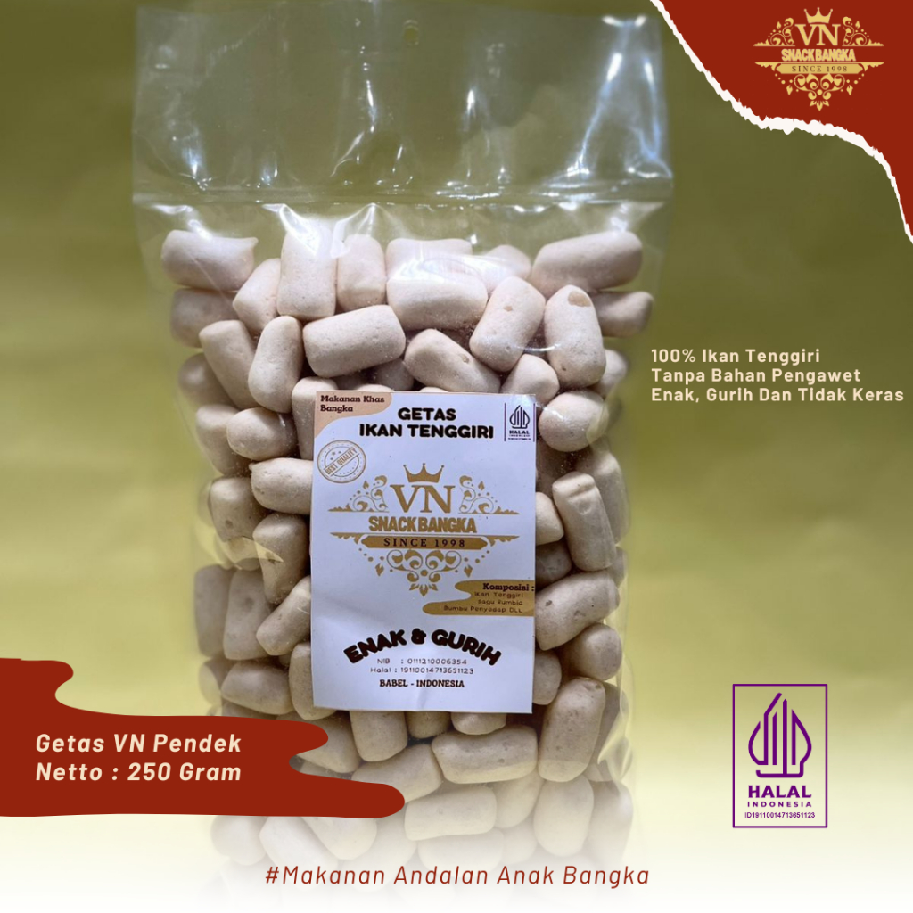 

Getas Super Ikan Tenggiri VNSnack Pendek - Getas Asli Bangka 250Gram