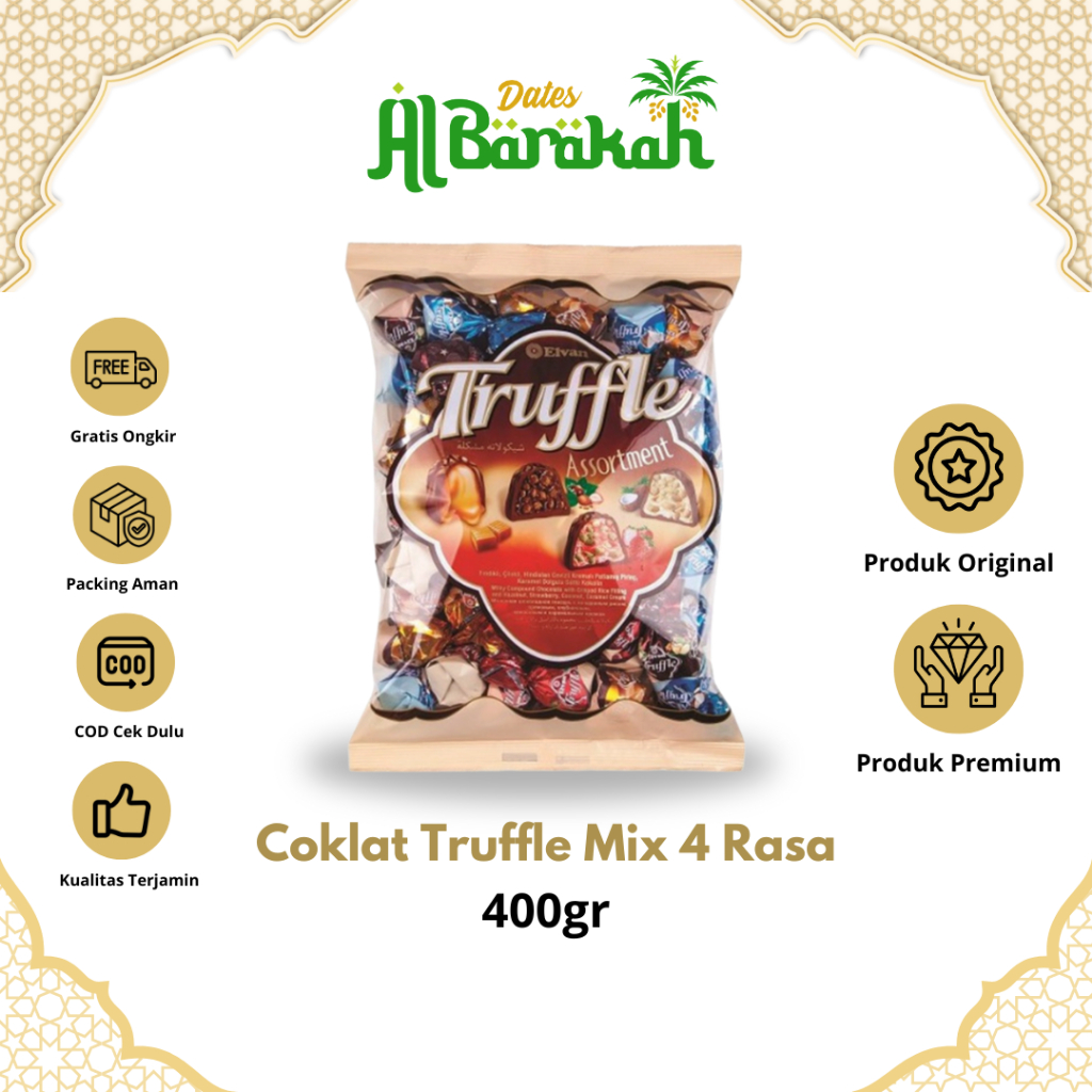 

Coklat Truffle Elvan 400gr Rasa Mix Kualitas Premium Oleh-oleh Haji Umroh Lezat dalam Setiap Gigitan