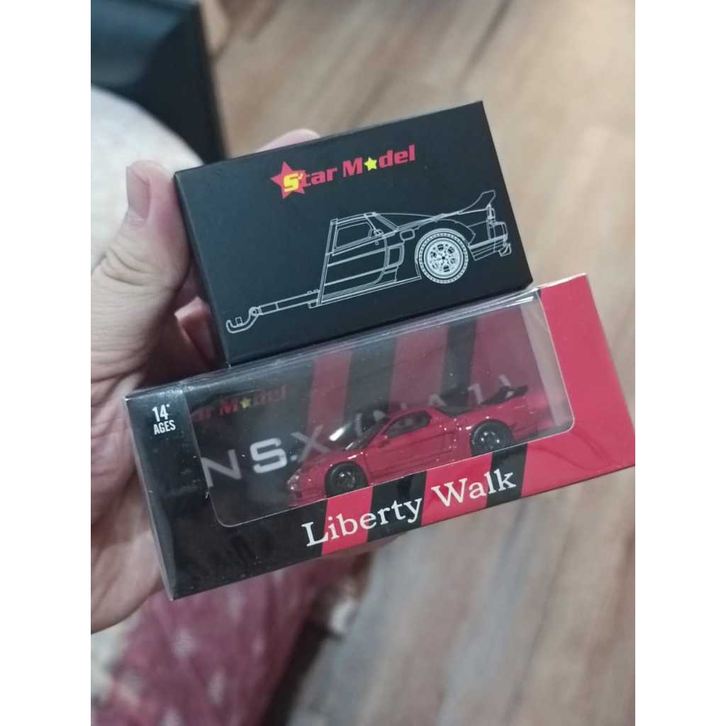Star Model Honda NSX LBWK merah set trailer Diecast 1/64 Liberty Walk Mini Scale