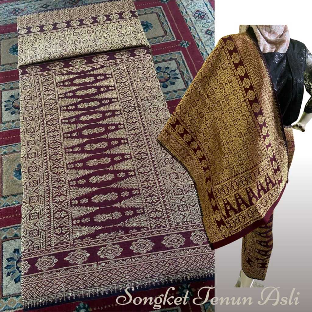 Kiagus Songket - Kain Songket Palembang Lepus Tenun Asli - Kain Tenun Mewah Premium - Bahan Kebaya P