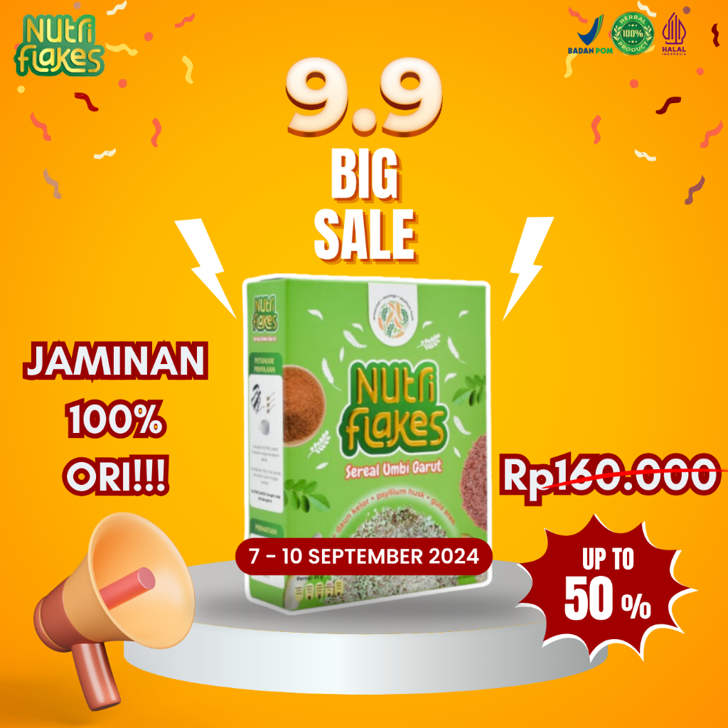 

Nutriflakes PAKET 1 BOX Sereal Umbi Garut Asam Lambung - Ampuh Mengatasi Magh Tanpa Obat