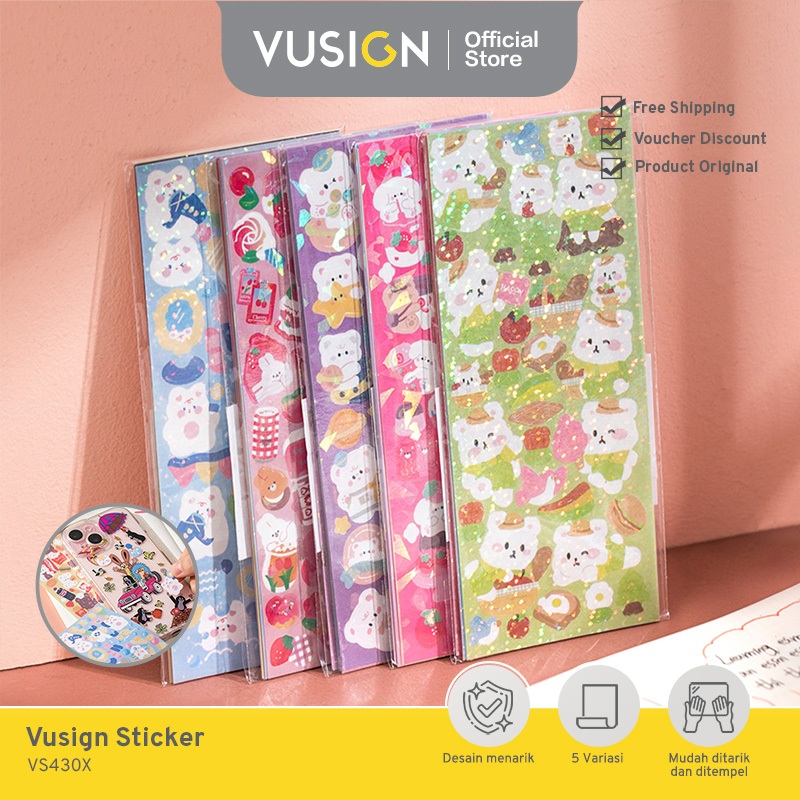 

Vusign Deli Cartoon Sticker Momo / Stiker Kartun Hologram Korea 10 lembar VS430X