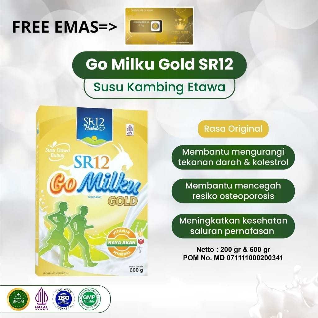 

(FREE LOGAM MULIA 0,1 GRAM) SR12 GoMilku Gold / Go Milku Susu Kambing Etawa Untuk Orang Dewasa dan Lansia / Go Milku Susu Kambing Etawa Asli Untuk Kesehatan Tulang / Membantu Melancarkan ASI