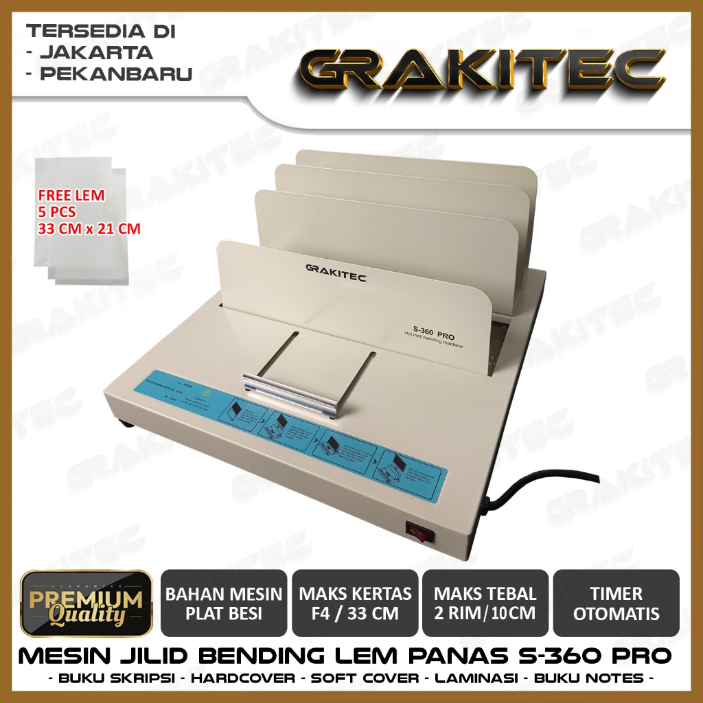 

Grakitec Mesin Jilid Bending Buku S-360 Pro + Lem 5 lbr pku