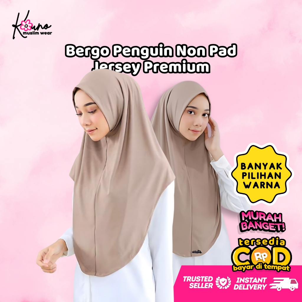 Kouno Bergo Penguin tanpa Pad / Non Pet | Hijab Instant Jersey Premium | Khimar / Kerudung / Jilbab 