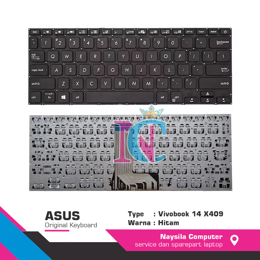 Keyboard ASUS VivoBook 14 M409 M409D X415 A409 A409FL A409JB A409FA A409UB A409MA BLACK / HITAM