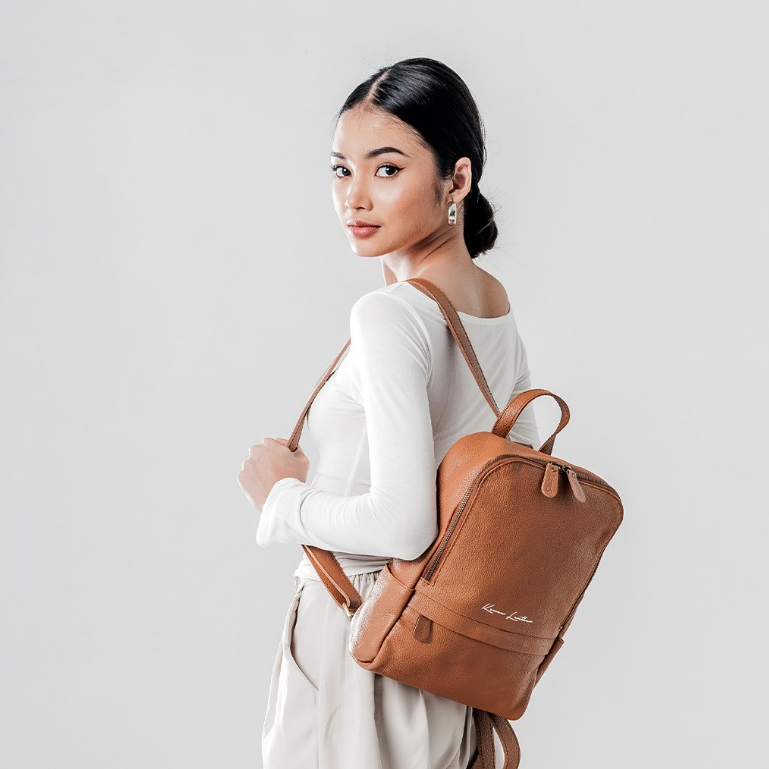 Kenes Leather Tas Ransel Wanita Kulit Asli Backpack MENDHUT  - Free Grafir Nama