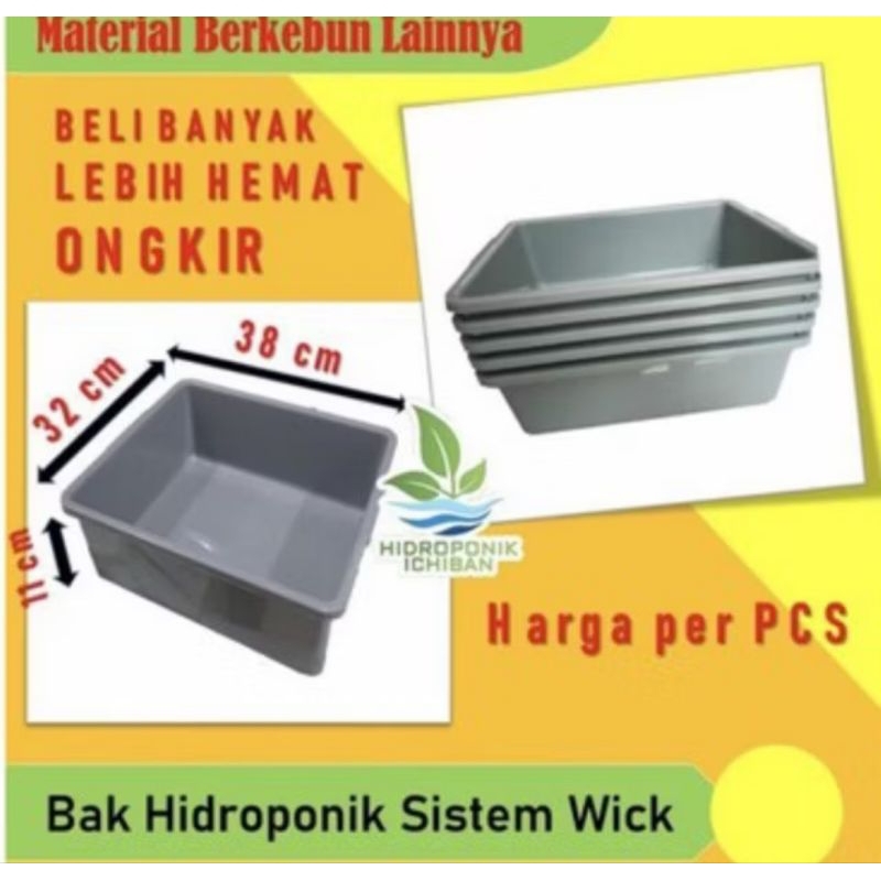 Bak Plastik Kotak instalasi Hidroponik Sistem Wick Pasir Kucing