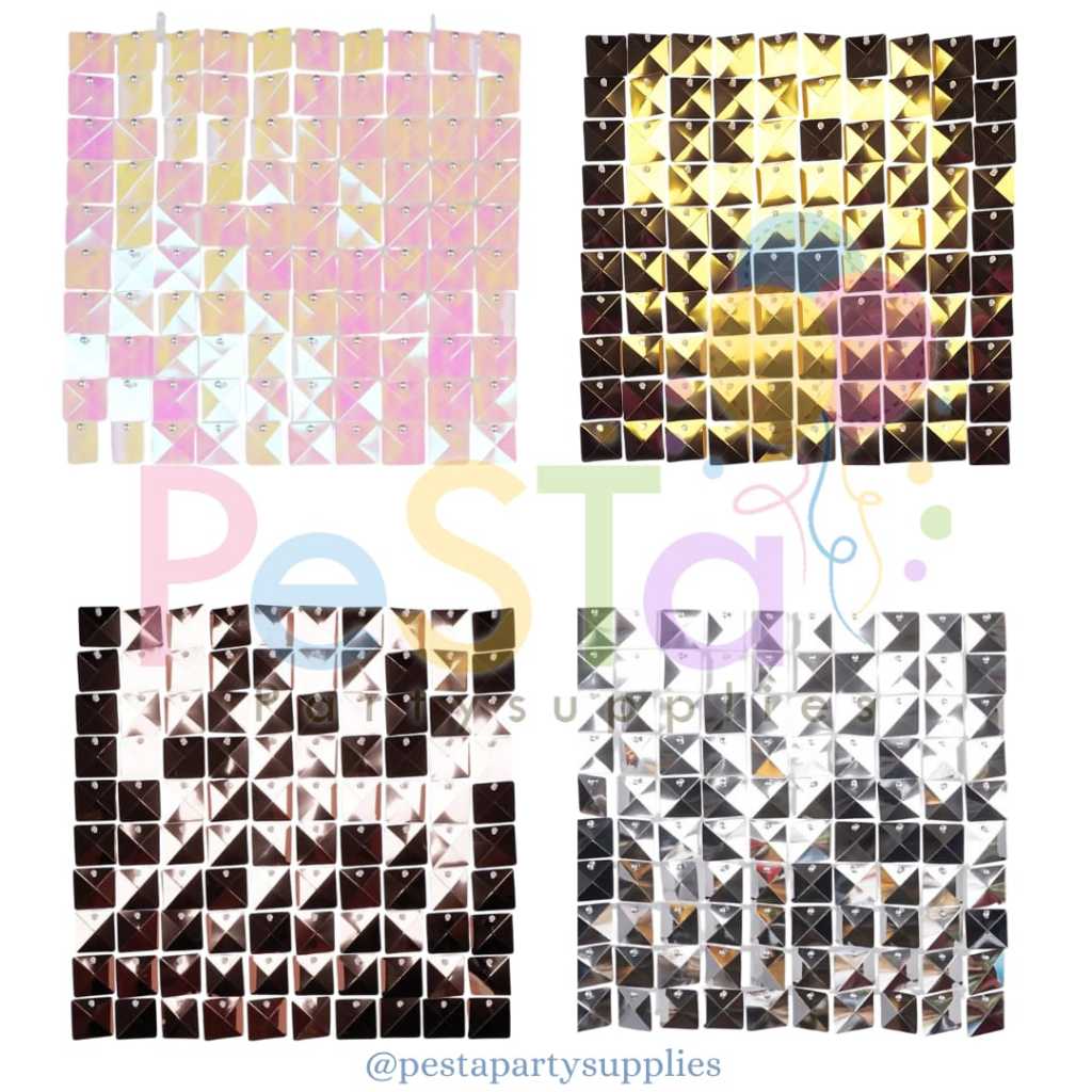 Sequin Wall/Shimmer Wall/Sequin Backdrop/Hiasan Pesta Backdrop Kelap-Kelip Isi 5_PeSTa Party Supplie