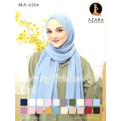 10 Hijab Pashmina Plisket Ceruty Babydoll Premium Polos Jahit Tepi Ori Azara Superfashion
