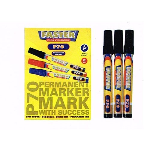 

[1 Kotak] Spidol Permanent Marker Faster P70 (Hitam, Biru, Merah)
