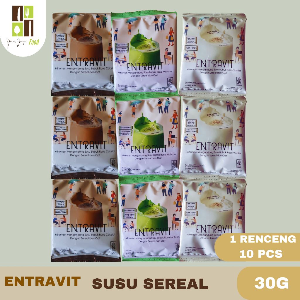 

Entravit Susu Bubuk / Minuman Serbuk / Susu Sereal dan Oat / Rasa Coklat / Vanila / Matcha 30g Sachet 1 RENCENG/10PCS