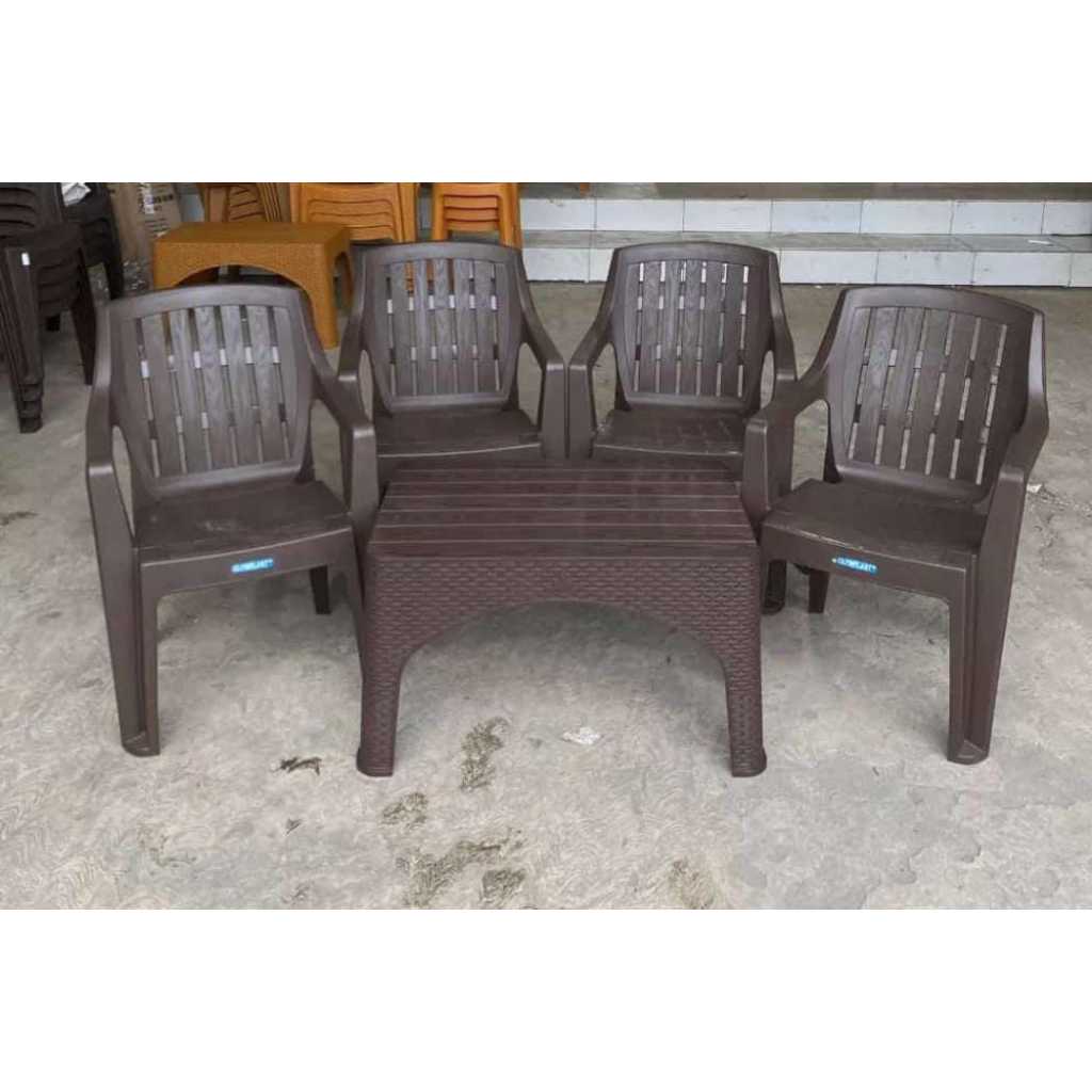 4 kursi dan meja olympic/kursi sandaran berlengan/kursi dan meja plastik