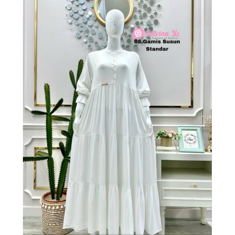Gamis salvina Rayon twill uniqlo khusus Putih