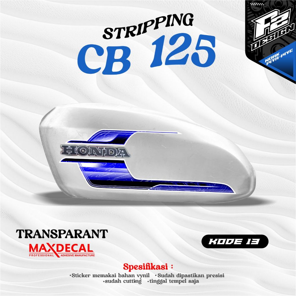 STIKER TANGKI CB POLOS CB BATIK STRIPING CB 125 CB 100 CB GLATIK kode 13
