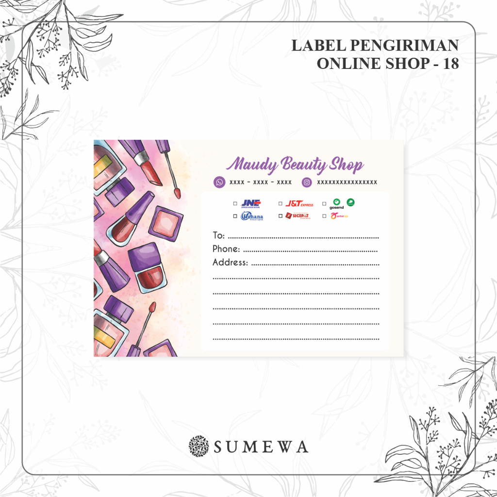 

Label Pengiriman Online Shop / Label Paket / Label Alamat / Sticker Pengiriman / Sticker Resi / Label Olshop - 18