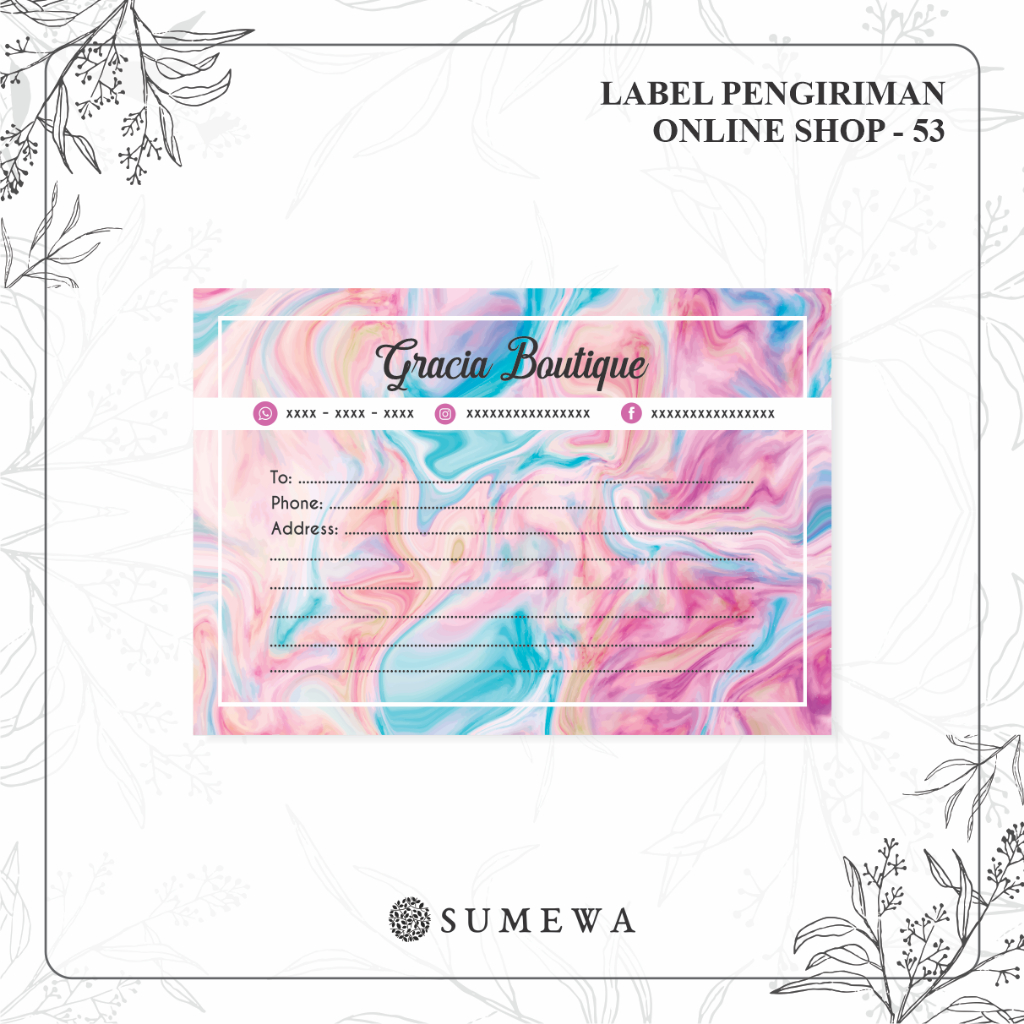 

Label Pengiriman Online Shop / Label Paket / Label Alamat / Sticker Pengiriman / Sticker Resi / Label Olshop - 53