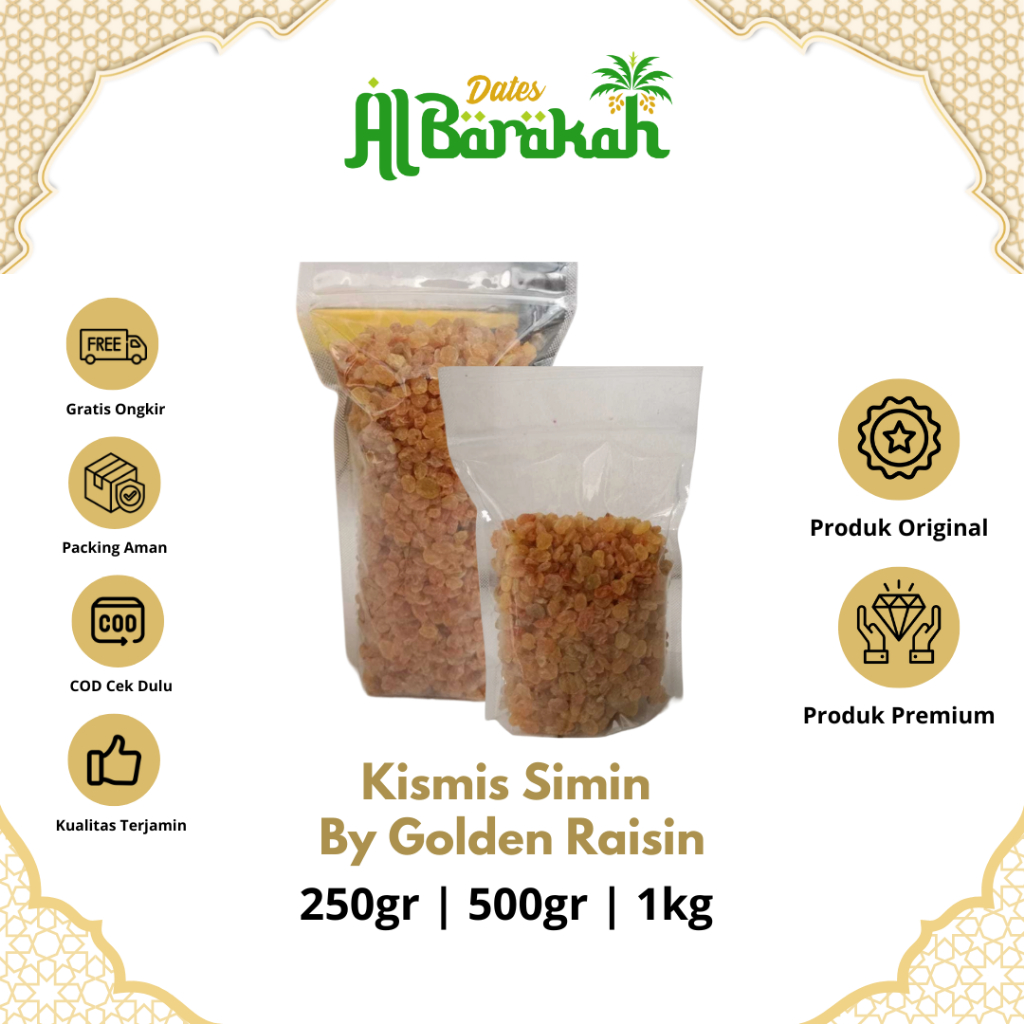 

Kismis Simin Golden Raisin Cemilan Arab Oleh oleh Haji dan Umroh Rasa Manis Original Premium