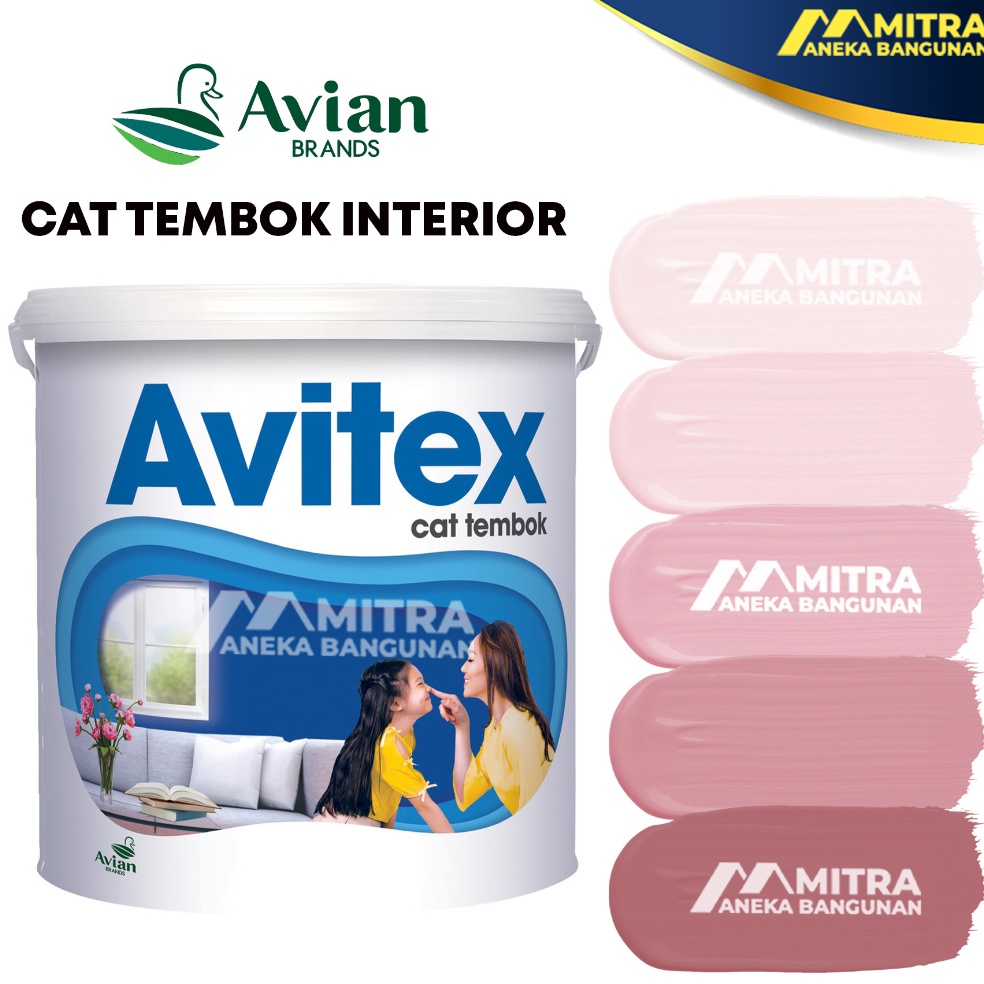 Pengepul CAT TEMBOK AVITEX INTERIOR 5 KG  AVIAN P2 BABY PINK DUSTY PINK