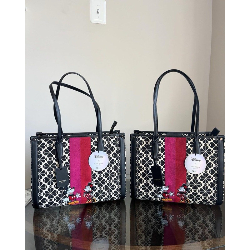 KATE SPADE KS DISNEY MICKEY MINNIE MOUSE FLOWER JACQUARD TOTR BAG
