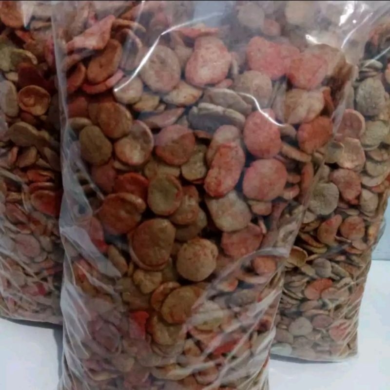 

KRUPUK JENGKOL BULAT JAJANAN JADUL PEDAS BALADO 1KG/SNACK KILOAN