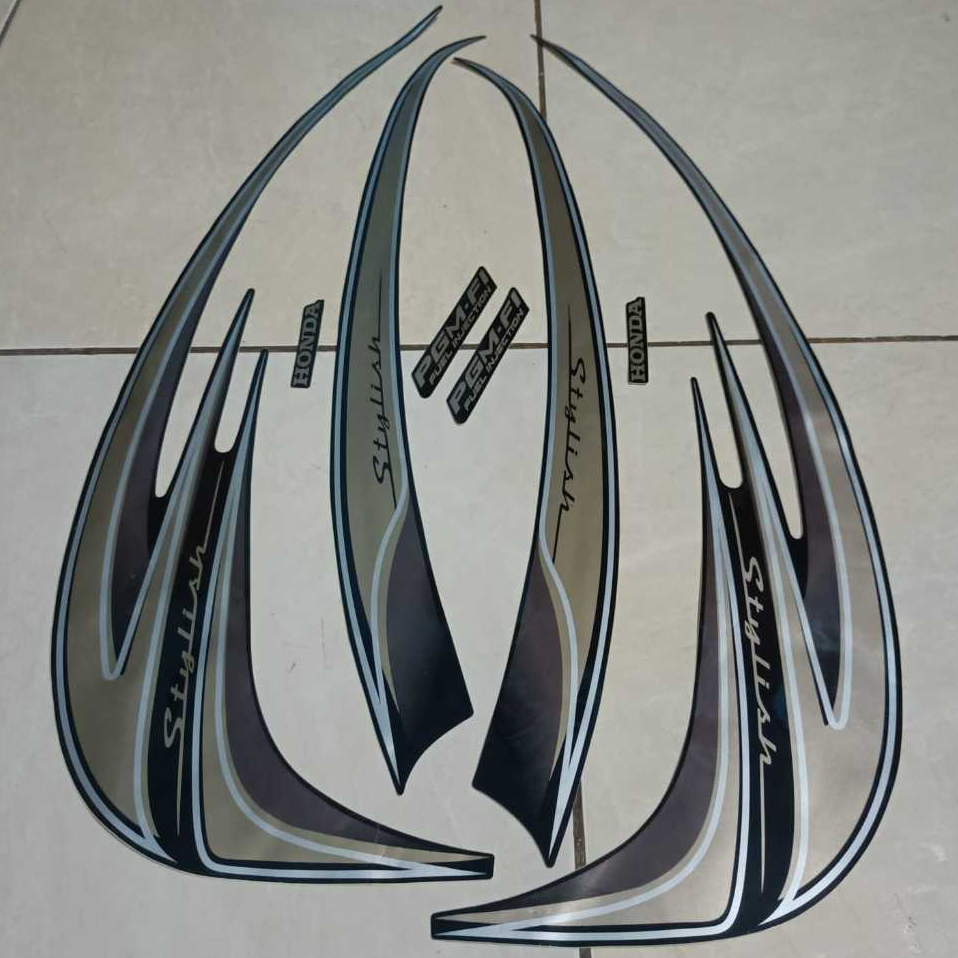 stiker striping honda scoopy fi stylish 2014 hitam lis body standar berkualitas original