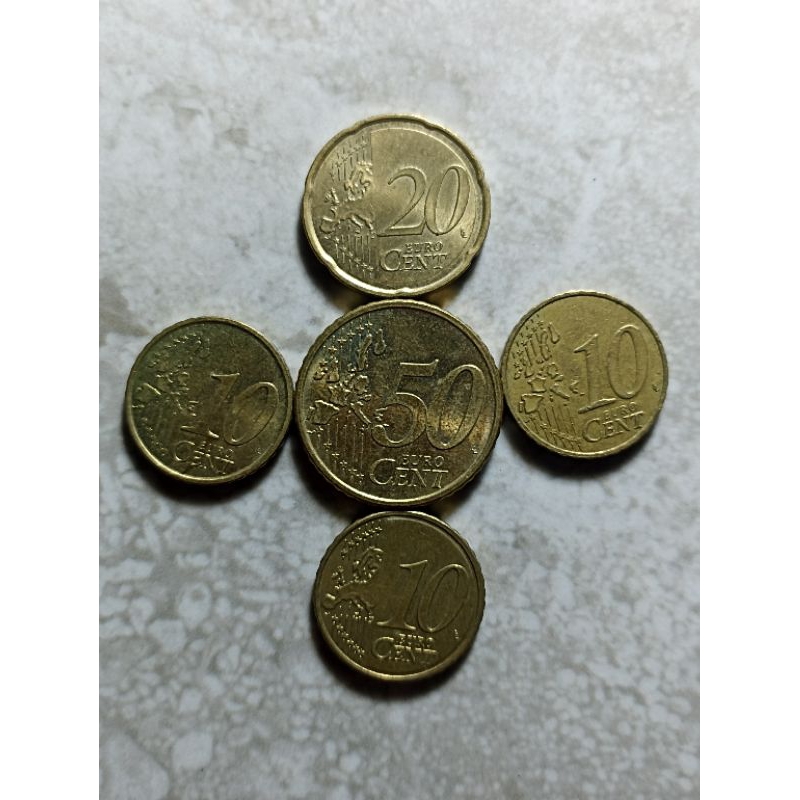 Koin Euro 10,10,10,20,50 Sen Setara 1 Euro=5 keping  (S130)