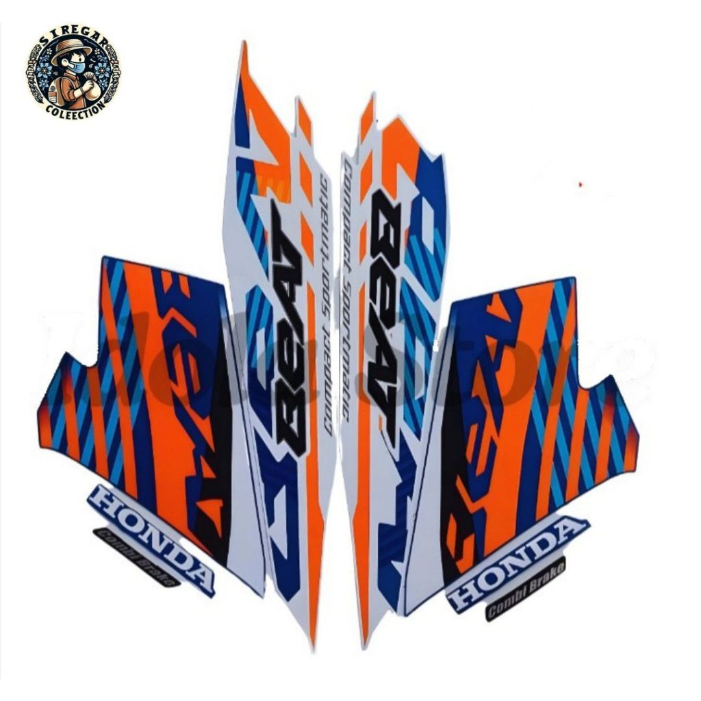 STIKER STRIPING HONDA BEAT NEW 2021 BIRU ORANGE FULL STIKER LIS BODY MOTOR BEAT NEW 2021