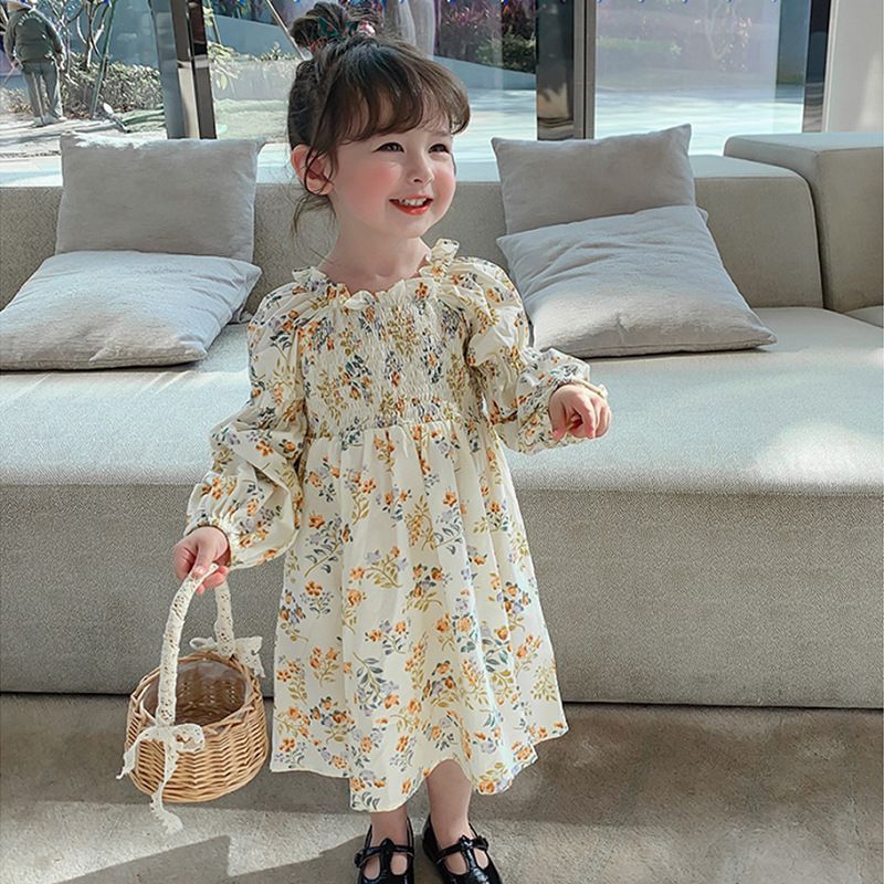 Vintage smocked long sleve// dress import anak// dress import korea