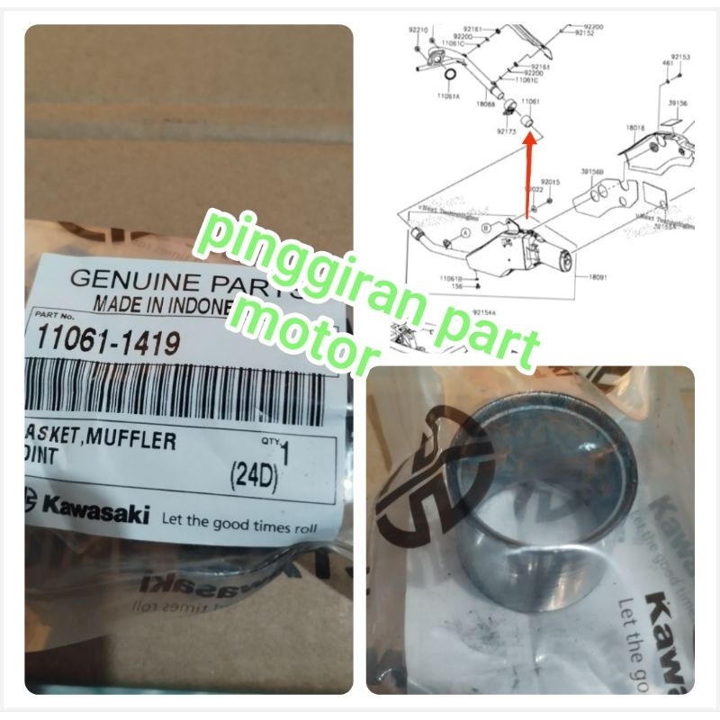 paking sambungan knalpot tengah KLX 140 KLX 150 Original